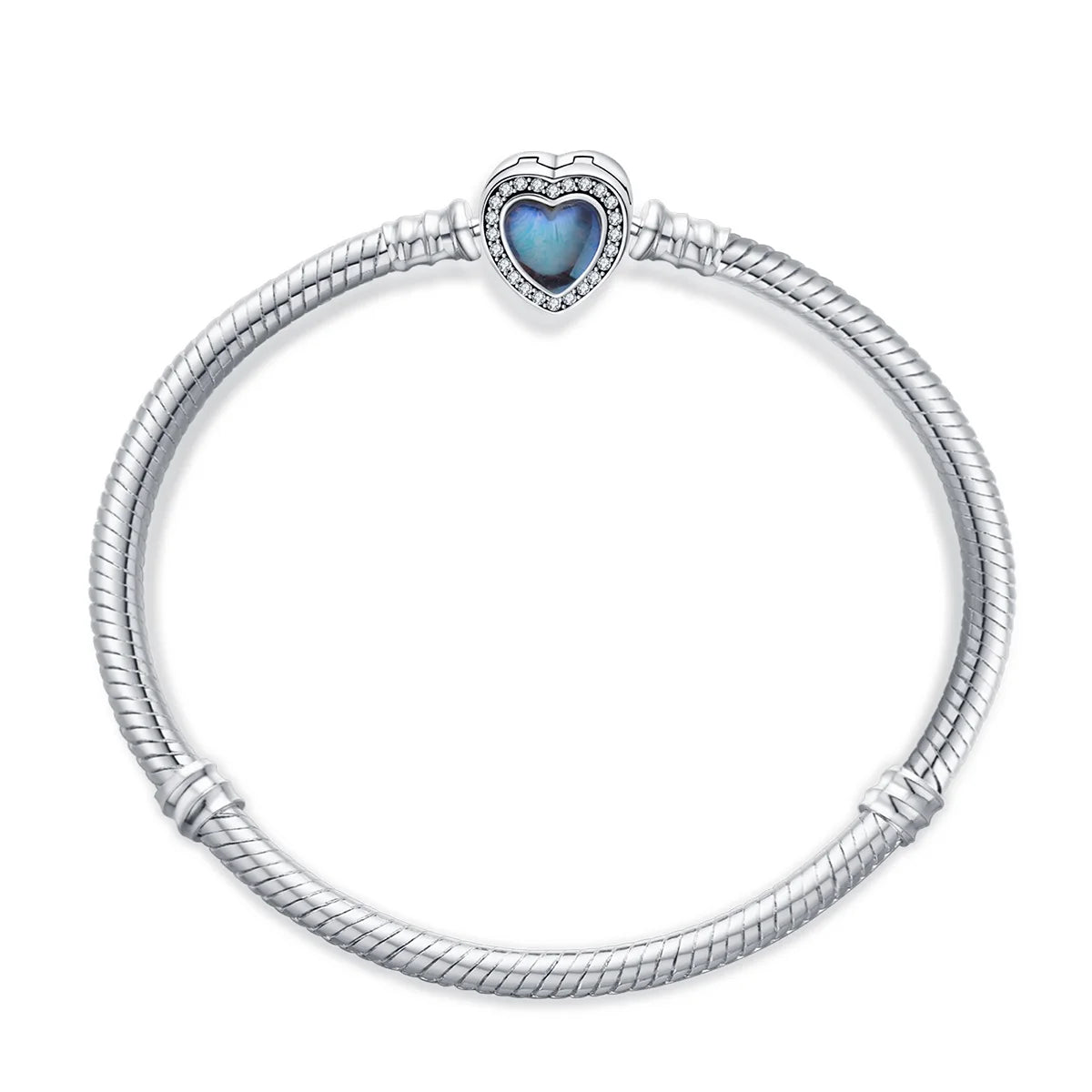 100% S925 sterling silver heart-shaped crown snake bone bracelet, suitable for original DlY bracelet, women's fashion jewelry