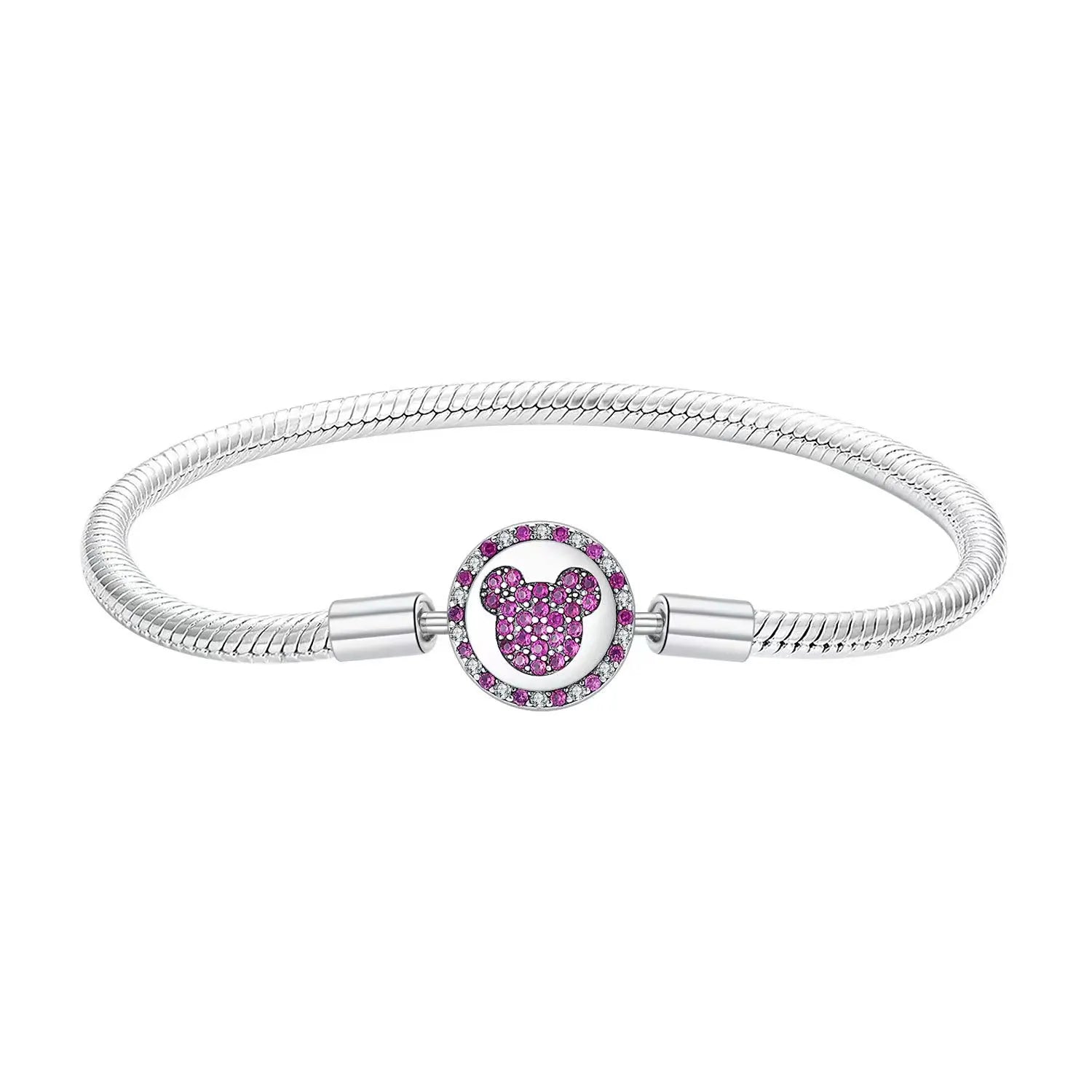 100% S925 sterling silver heart-shaped crown snake bone bracelet, suitable for original DlY bracelet, women's fashion jewelry