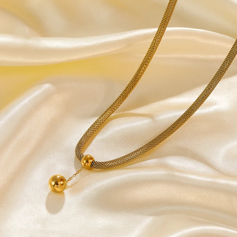 Plated Bead Pendant Necklace Earrings Jewelry Set