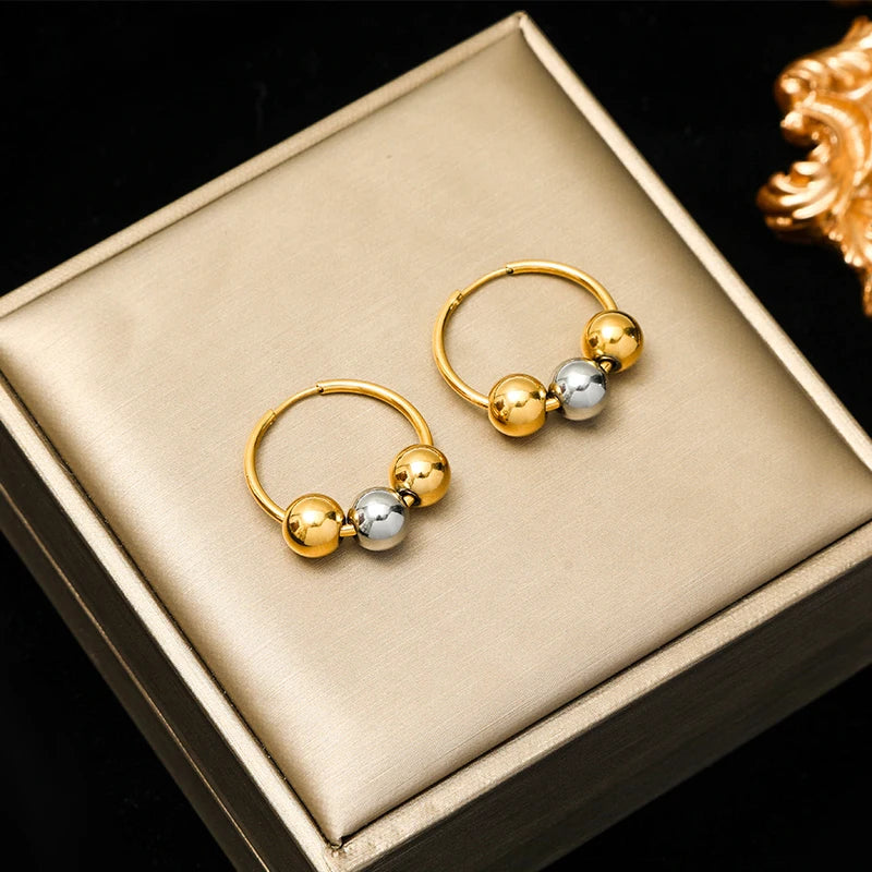 Plated Bead Pendant Necklace Earrings Jewelry Set