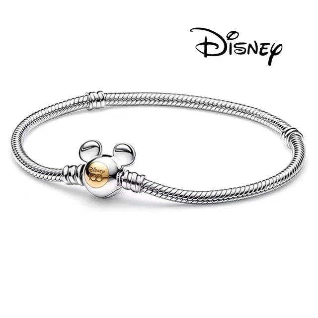 100% S925 sterling silver heart-shaped crown snake bone bracelet, suitable for original DlY bracelet, women's fashion jewelry