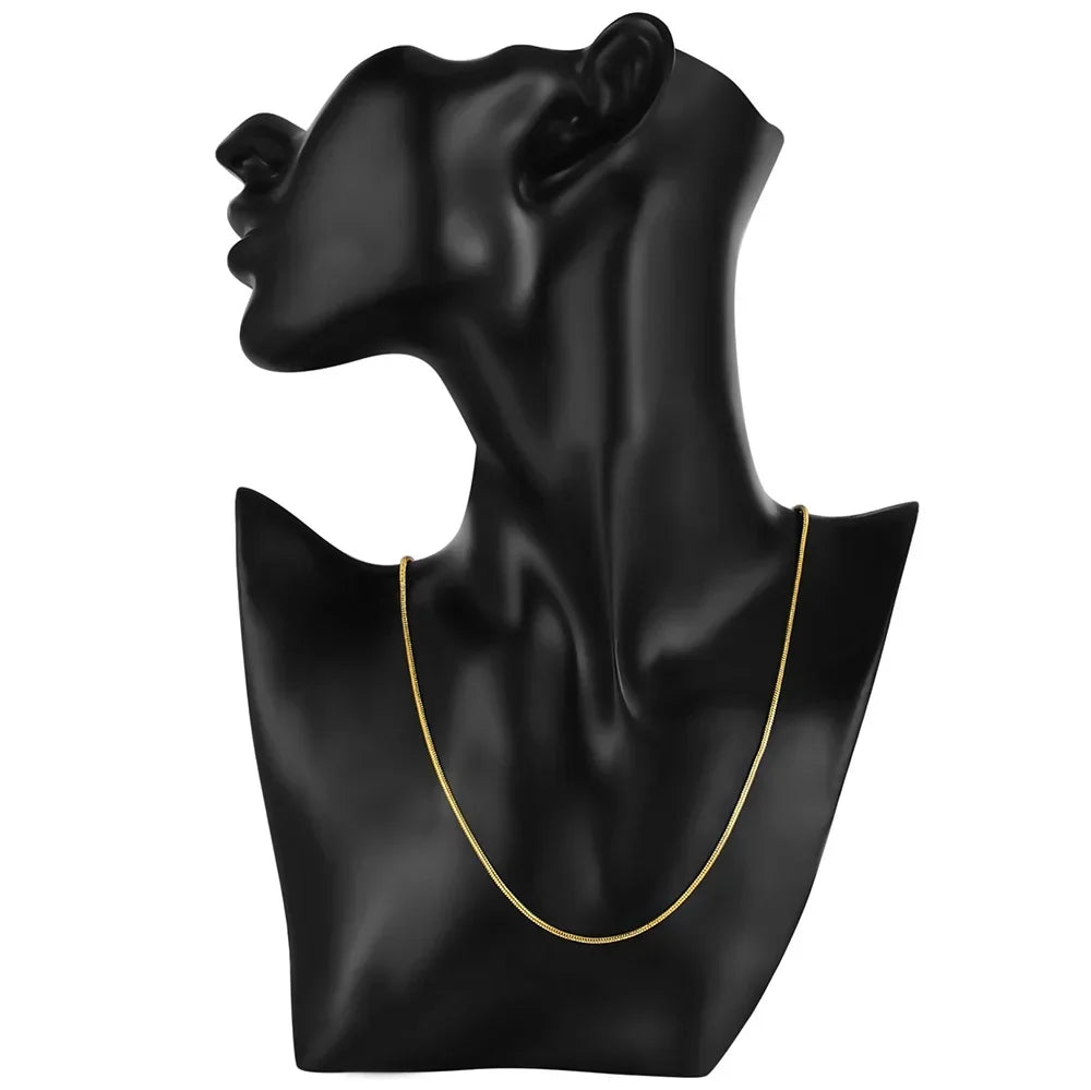 ALIZERO 18K Gold 2mm Snake Chain Necklaces 16/18/20/22/24/26/28/30 Inches Women Men Fashion Fine Jewelrys Gifts